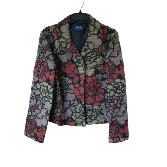 Pendleton Floral Wool Blend Button Up Blazer Jacket Size Large - Picture 15 of 16